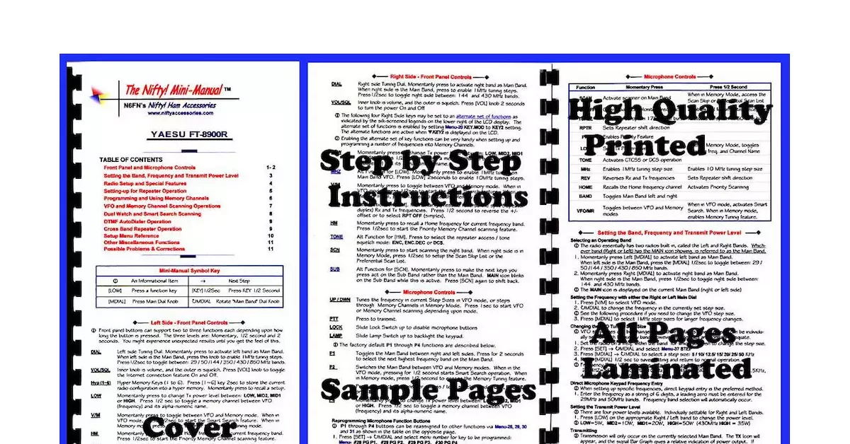 Amateur Radio Books Nifty FT 8900R Mini Manual GPSCentral Ca