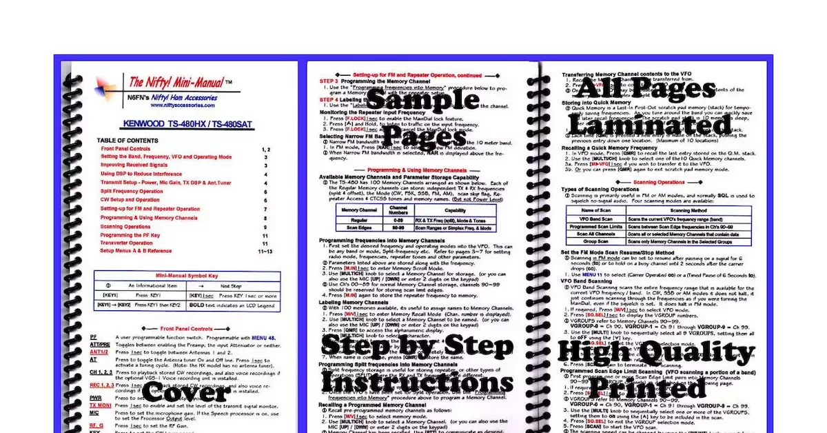 Amateur Radio Books Nifty Mini Manual For Kenwood Ts Hx Sat