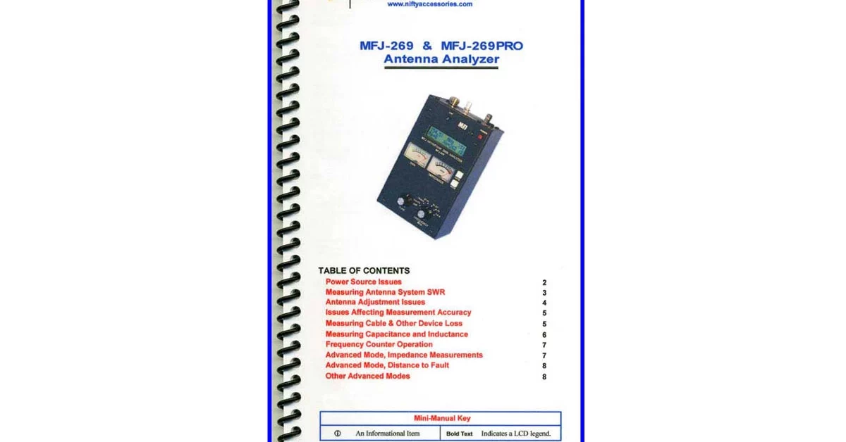 Amateur Radio Books Nifty Mini Manual For MFJ 269 And MFJ 269PRO