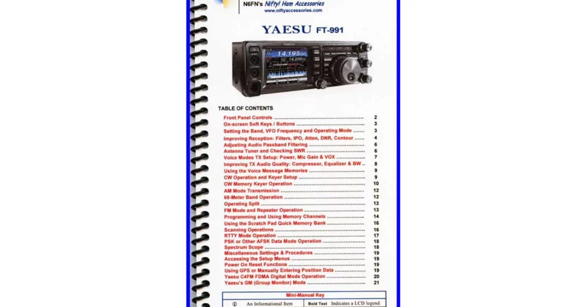 Amateur Radio Books | Nifty Yaesu FT-991A Mini Manual - GPSCentral.ca