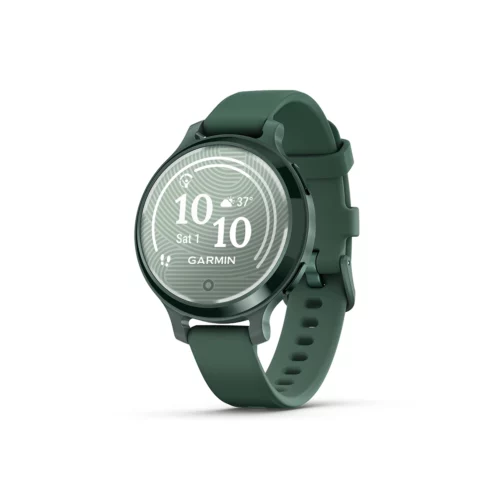 Garmin Lily 2 Active in Lunar Gold with Silver with Jasper Green with Jasper Green Silicone Band