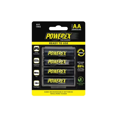 Powerex Precharged AA 2600mAh batteries in package